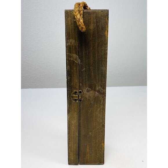 13"x4"x3.5" Rustic Wood Single Bottle Hinged Wine Liquor GIFT BOX Tote Carrier - Picture 5 of 8
